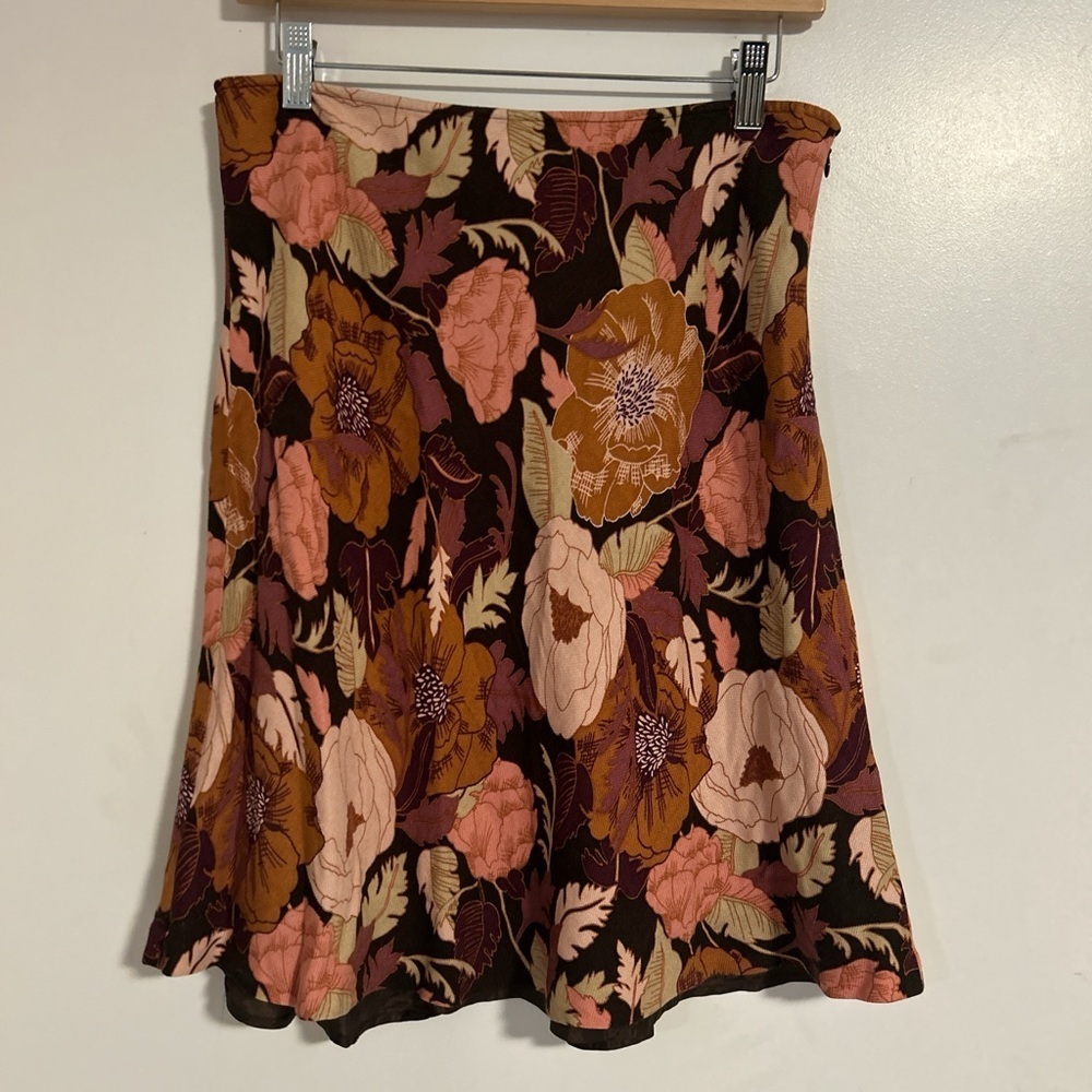 LOFT Red and Pink A-Line Mini Skirt Casual